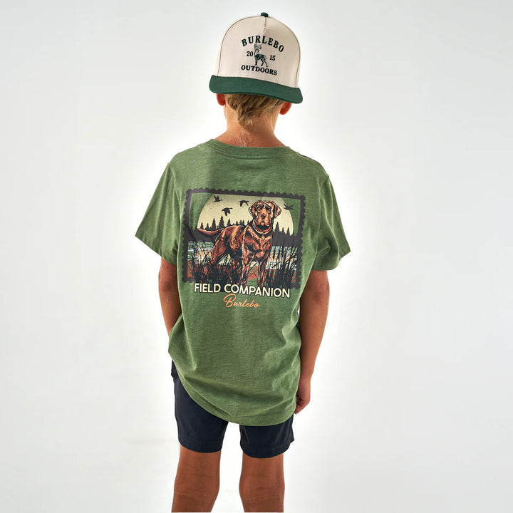 Burlebo Youth Duck Dog Stamp S/S T-Shirt - Heather Olive