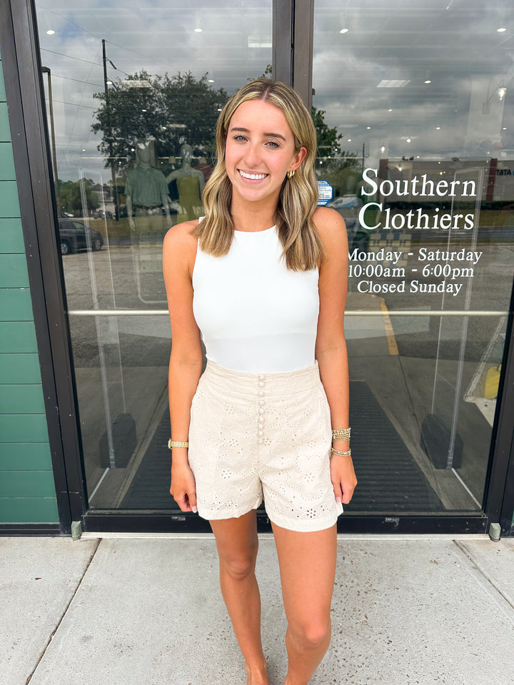 Stevie Eyelet Button Shorts