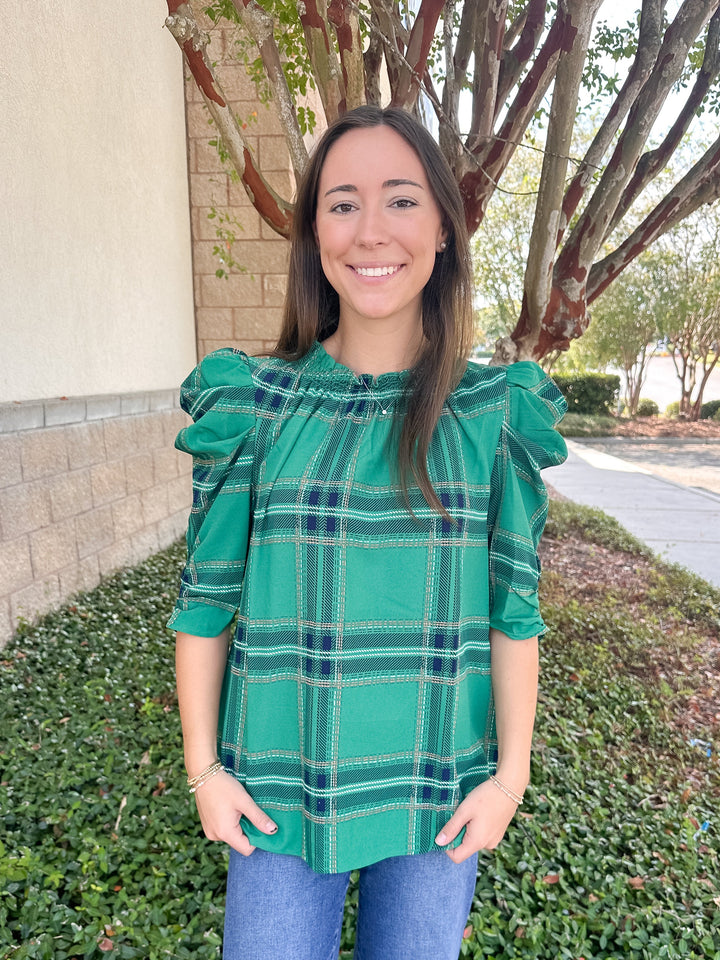 Jade Plaid Top