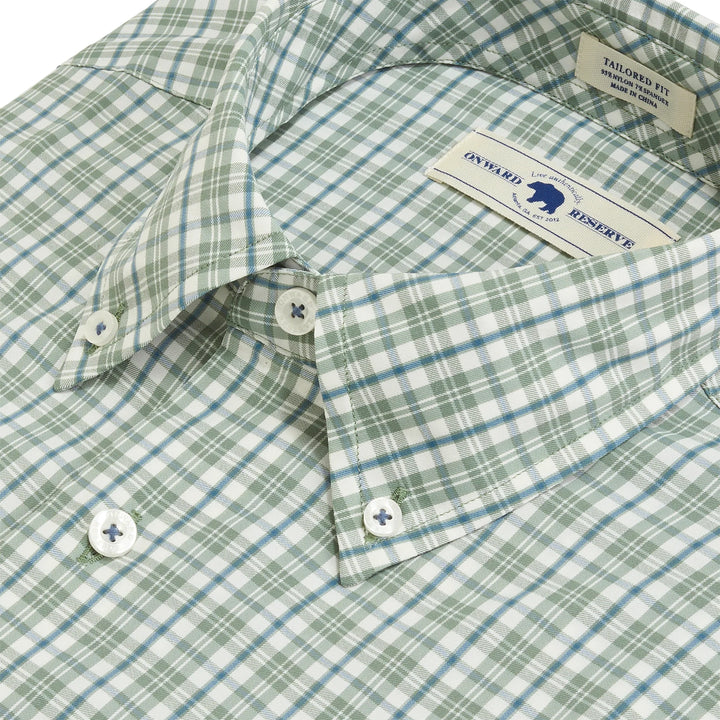Onward Reserve Market Tailored Fit Brushed Performance Button Down - Sea Spray