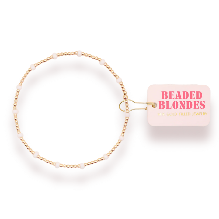 Beaded Blondes White Dainty Poppi Bracelet