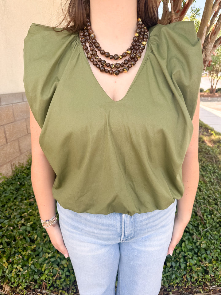 Francis Bubble Top - Olive