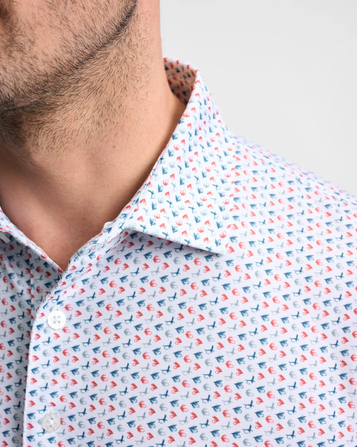 Genteal Spring ‘25 Printed Performance Polo - Clay Flys