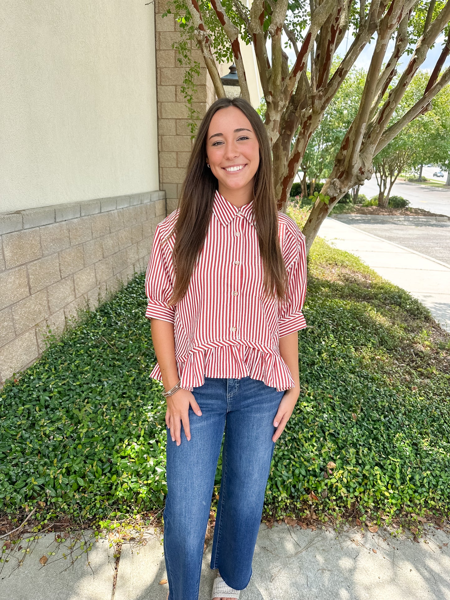 Striped Ruffle Top