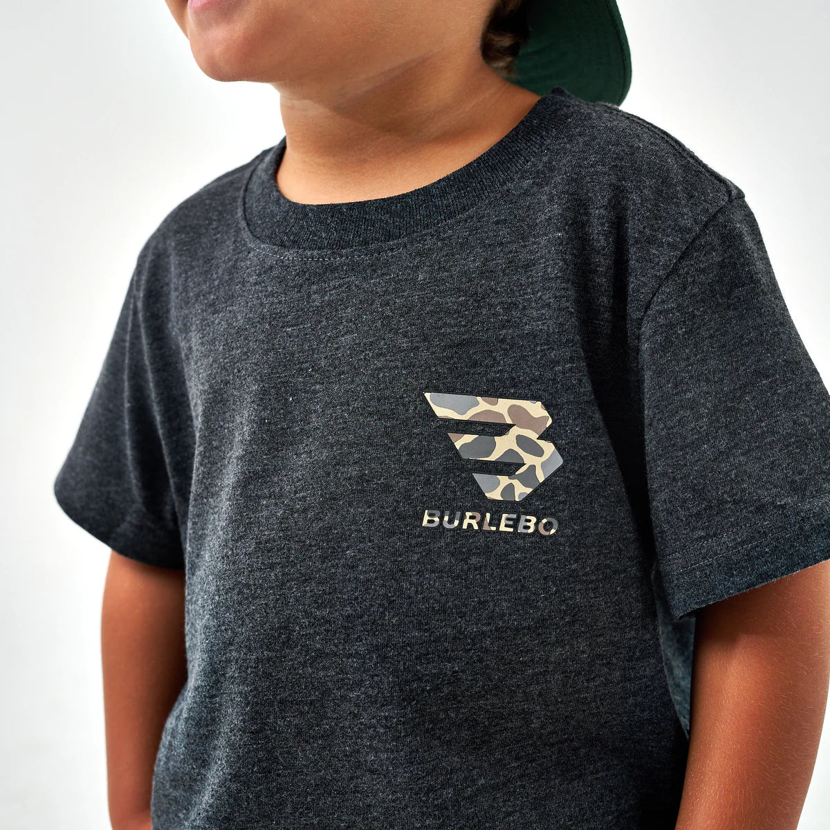 Burlebo Youth Flying B Deer Camo Logo S/S T-Shirt - Heather Black