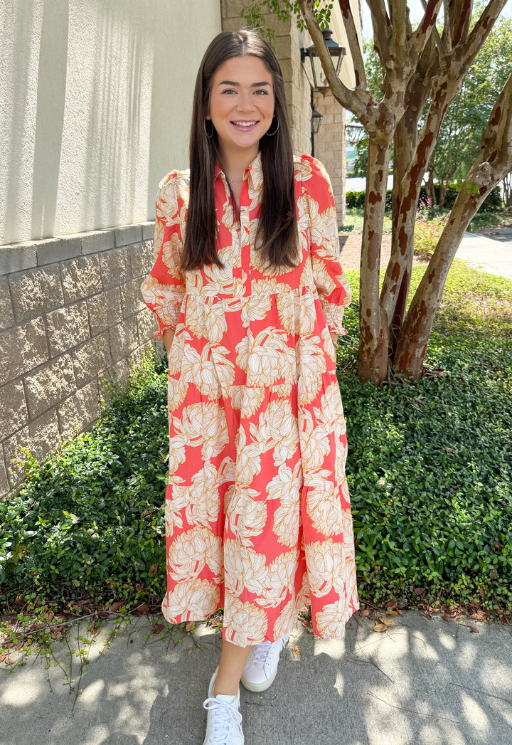 Eleanor Dress - Fall Floral Fire