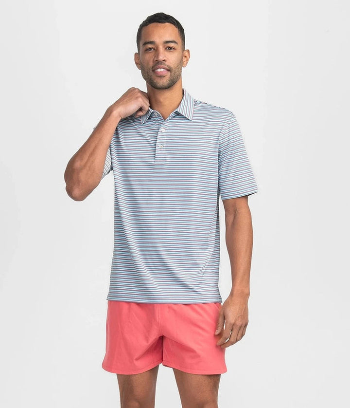 SSCO Men’s Tybee Stripe Performance Polo - Tropsicle