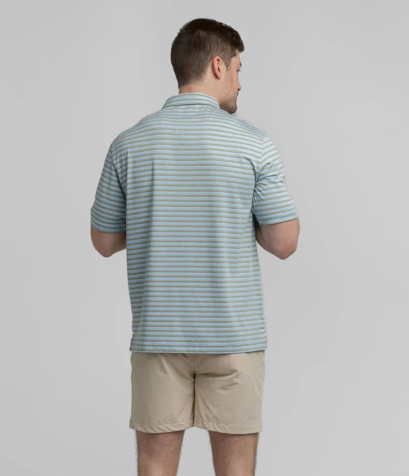 SSCO Men’s Cahaba Heather Stripe Performance Polo - Ridgeway