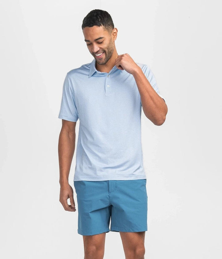 SSCO Men’s Heather Madison Stripe Performance Polo - Crystal Lake