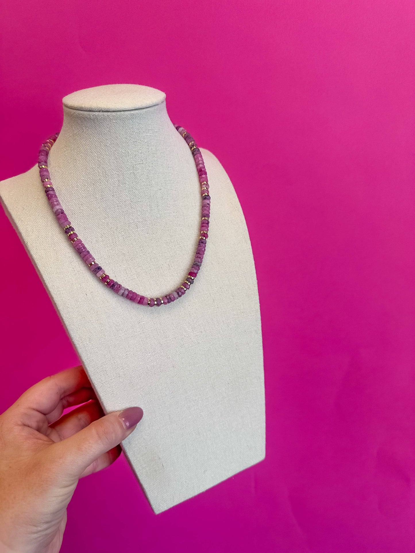 Small Bead Layering Necklace - Purple