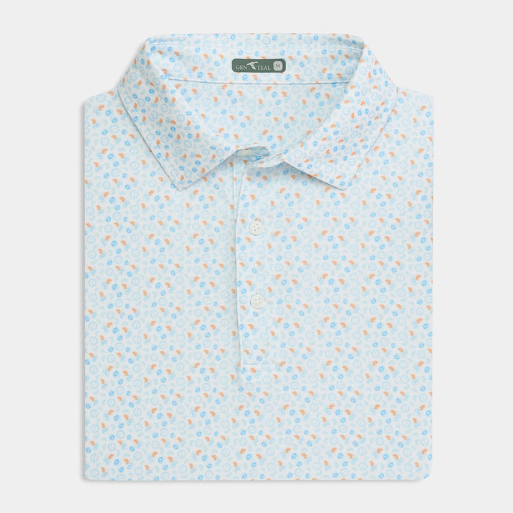 Genteal Spring ‘25 Printed Performance Polo - Happy Hour