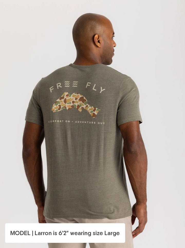 Free Fly Men’s Vintage Camo Redfish Pocket Tee - Heather Fatigue