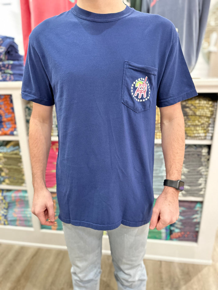 Barstool Sports Morning Transfusion Pocket S/S T-Shirt - Navy