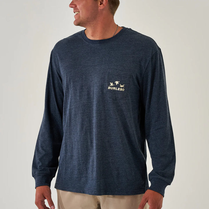 Burlebo Men’s BURLEBO Shotgun L/S T-Shirt - Heather Navy