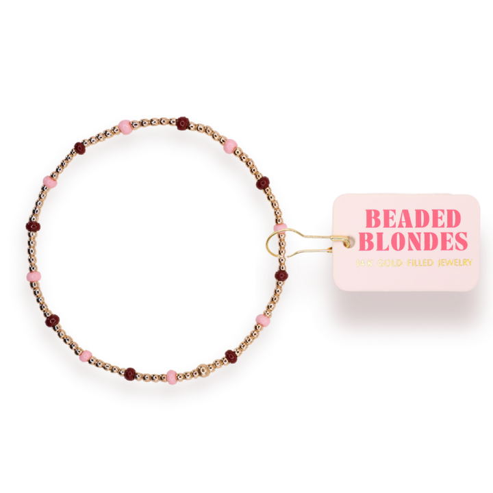Penelope Bracelet in Light Pink and Maroon: Standard 6.75 inch