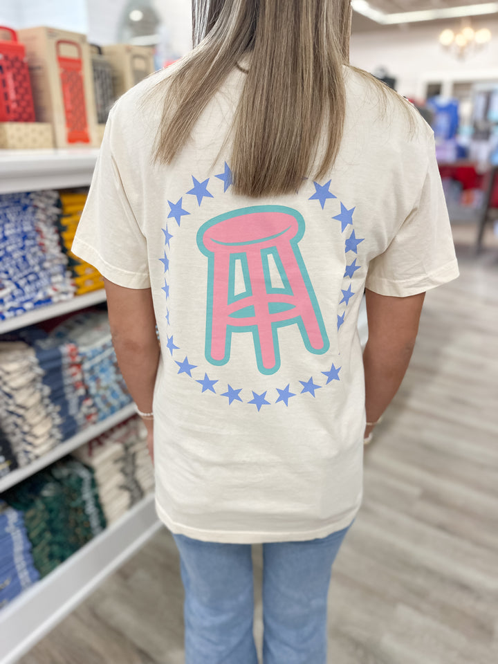 Barstool Stool & Stars S/S Pocket T-Shirt - Ivory