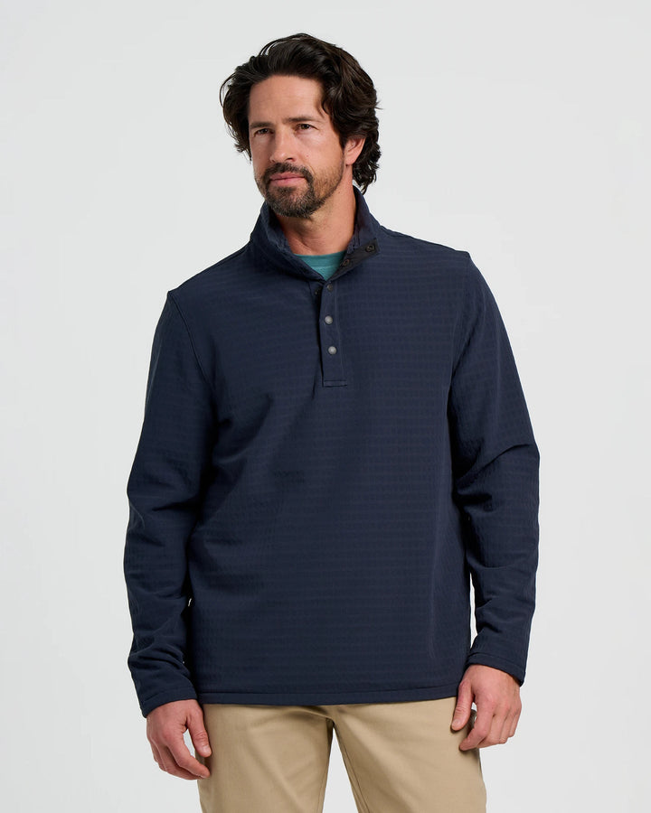 FreeFly Men’s Gridback Fleece Snap Pullover - Deep Navy