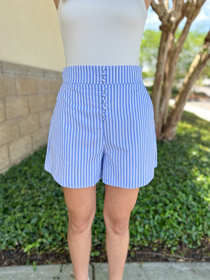 Stripe Poplin Button Short