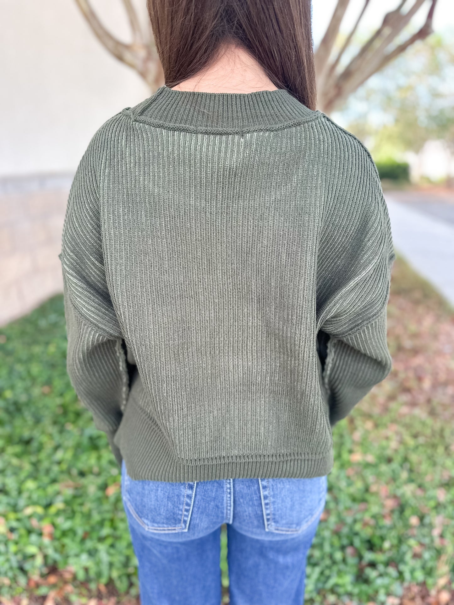 Courtney Ribbed Sweater - Dark Olive