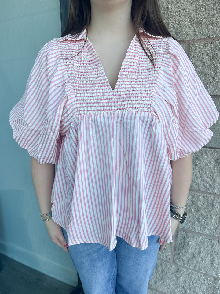 Lynn Striped Top - Pink