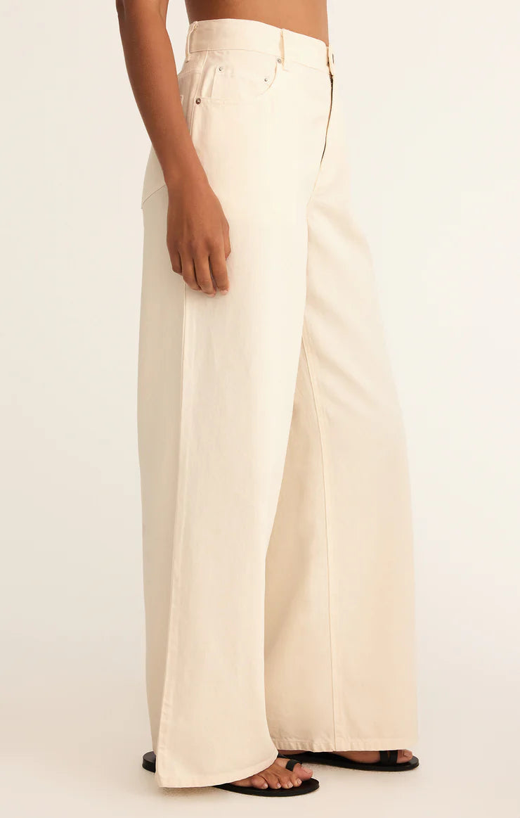 Mia Loose Wide Leg Denim Pant - Off White