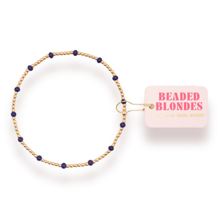 Beaded Blondes Navy Dainty Poppi Bracelet