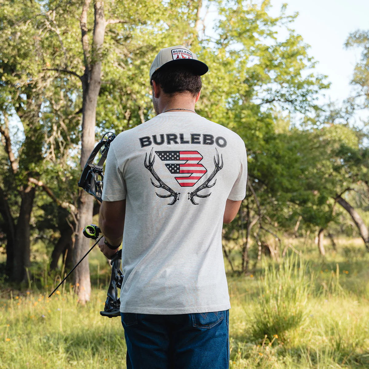 Burlebo Men’s Elk Horn Logo Pocket T-Shirt - Oatmeal