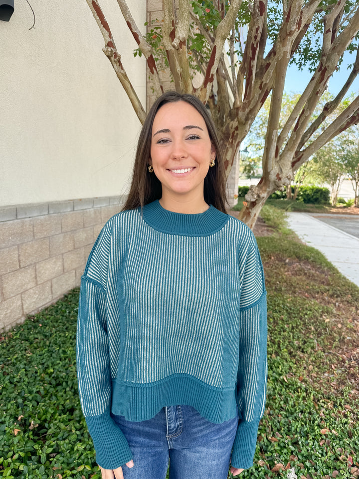 Courtney Ribbed Sweater - Teal