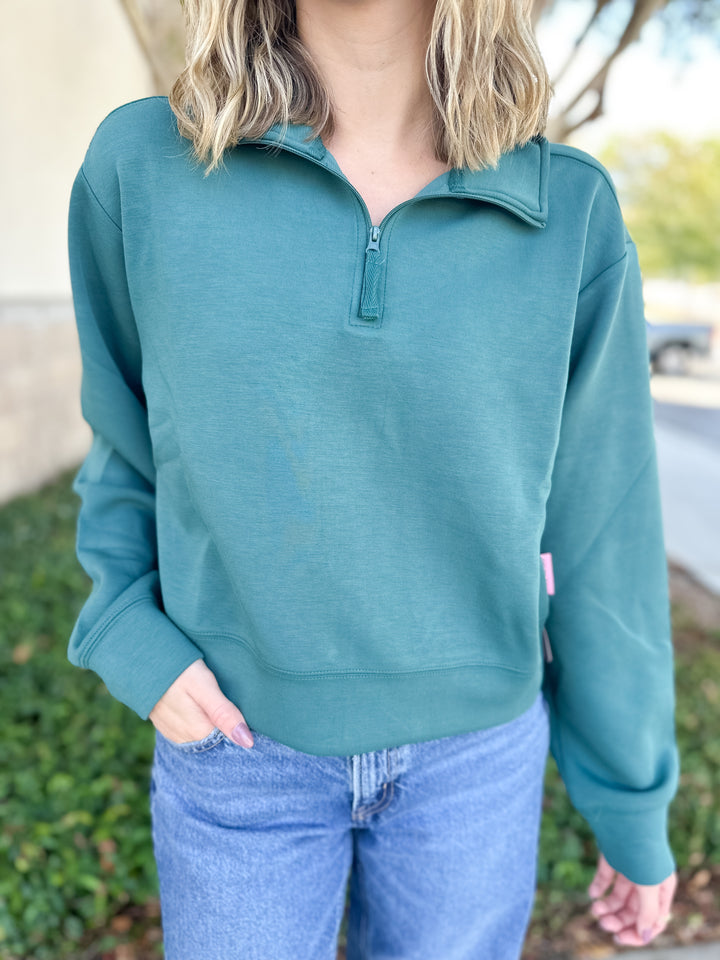 Simply Pullover Quarter Zip - Jade