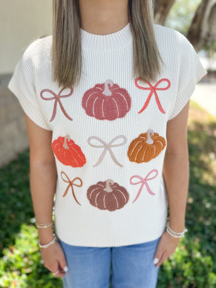 Josie Pumpkin Rows Sweater Top