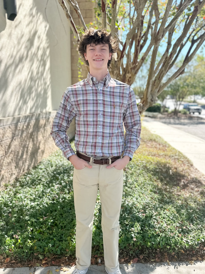 S. Casanova F25 Martin Plaid Button Down - Crimson