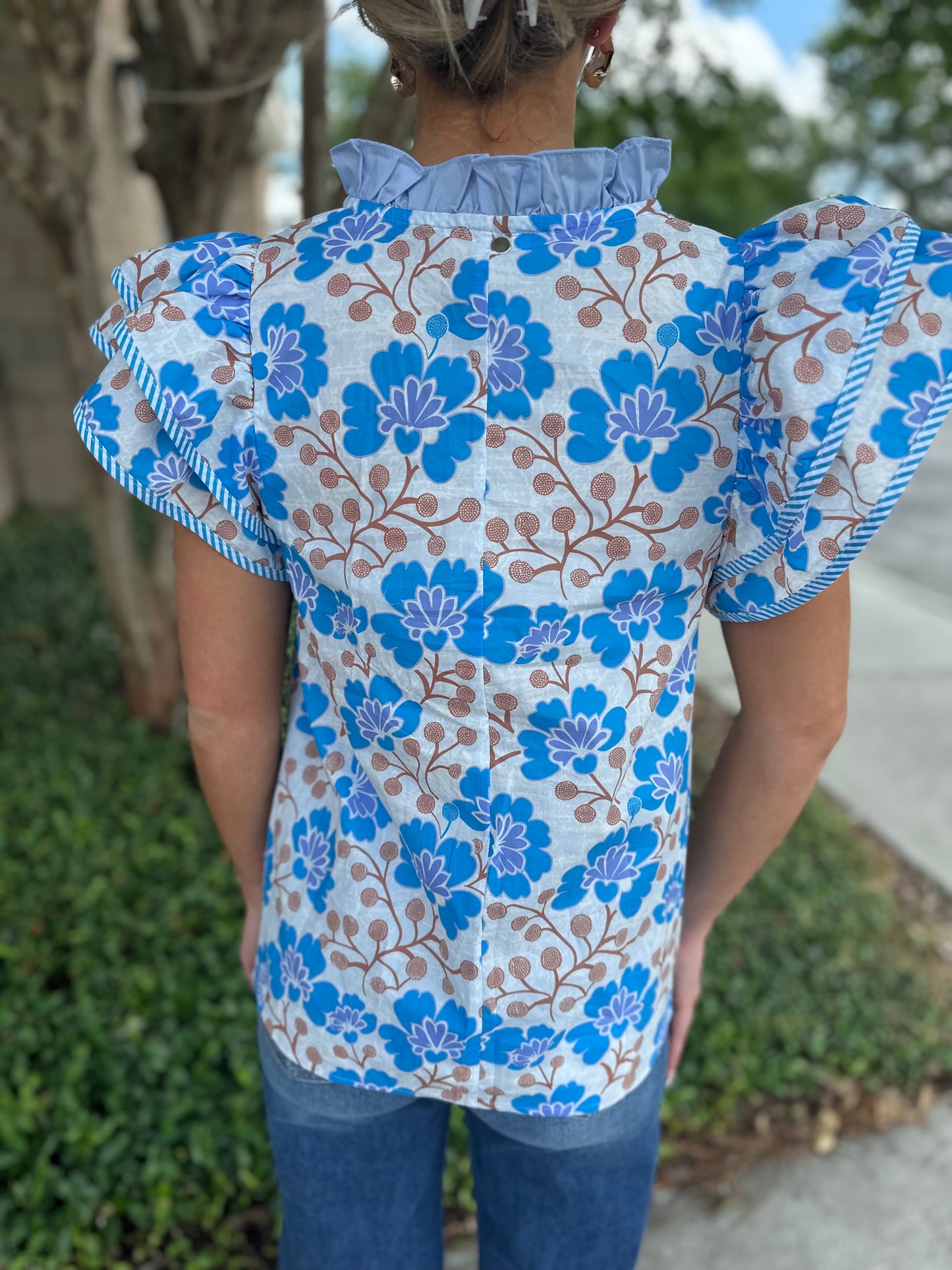 Lila Floral Ruffle Sleeve Top