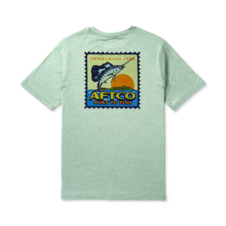 Aftco Men’s Greetings UVX S/S Tee - Bay Leaf Heather