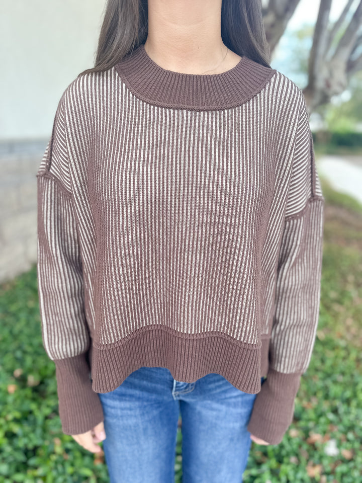 Courtney Ribbed Sweater - Brown