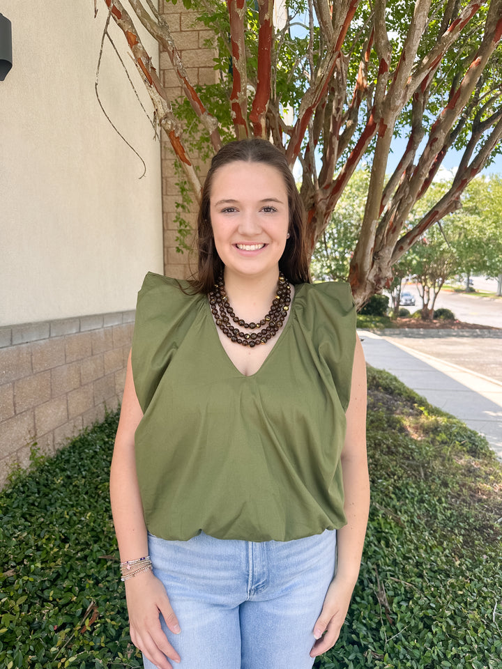 Francis Bubble Top - Olive