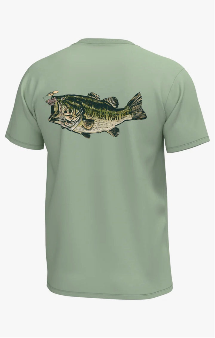 SPC Men’s Largemouth Bass S/S Pocket T-Shirt - Smoke Green