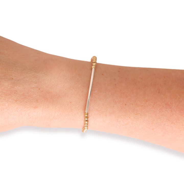 Bar Bracelet in Gold with Silver: Standard 6.75 Inch