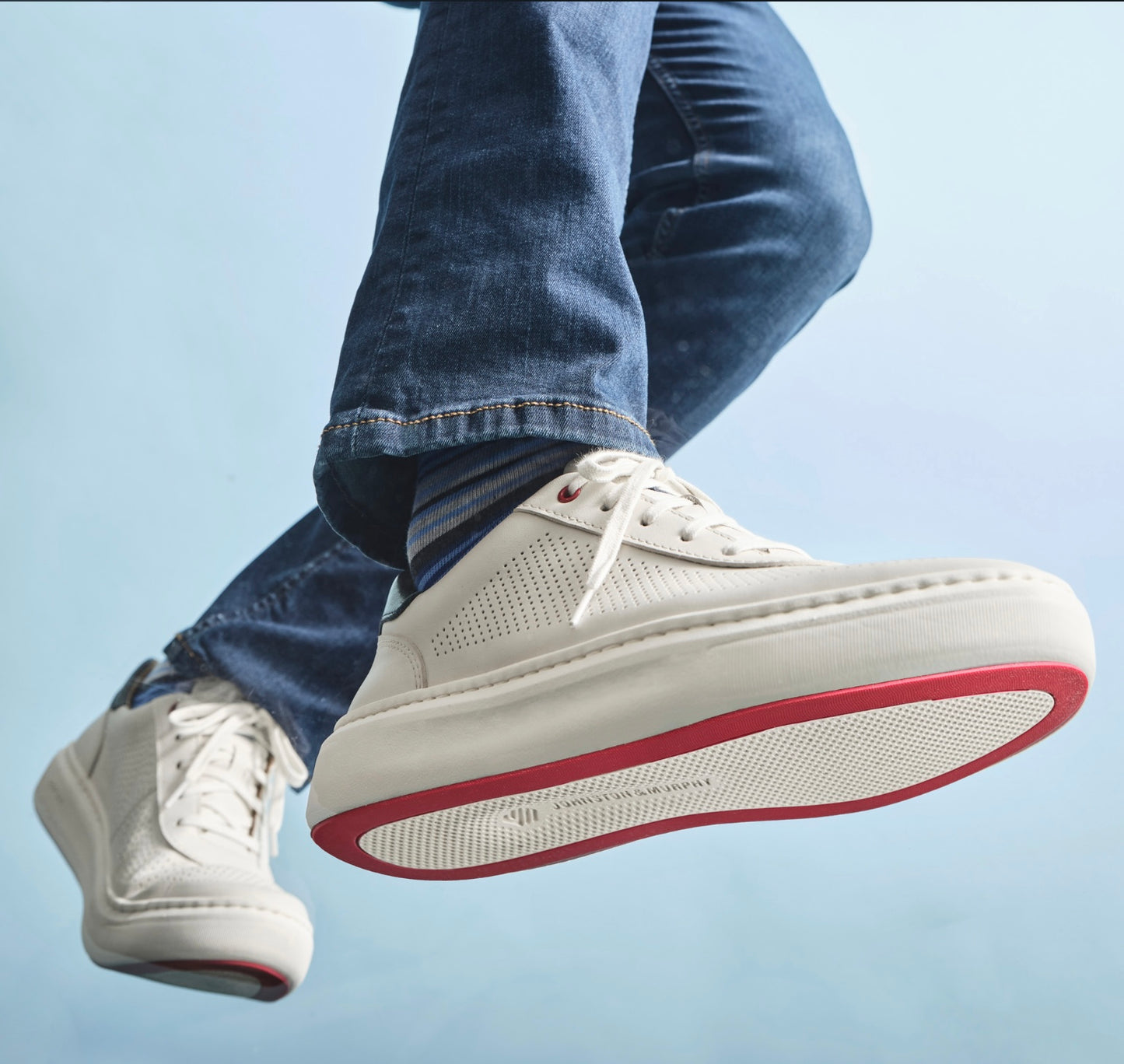 Johnson & Murphy Andres Perfed U-Throat Sneaker - White