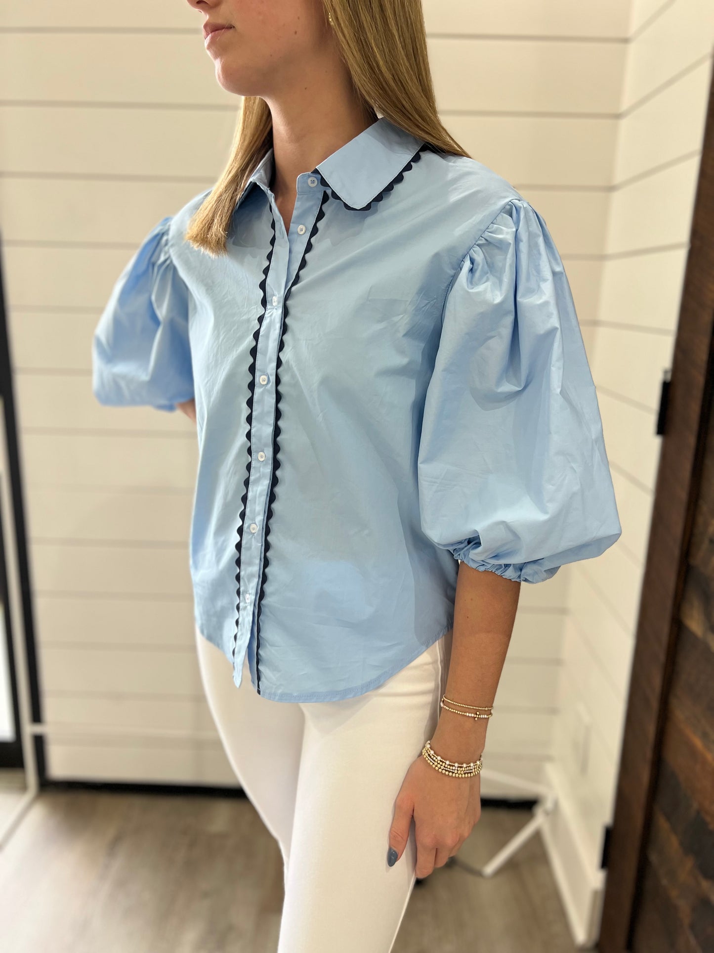 Ric-Rac Trim Top - Blue