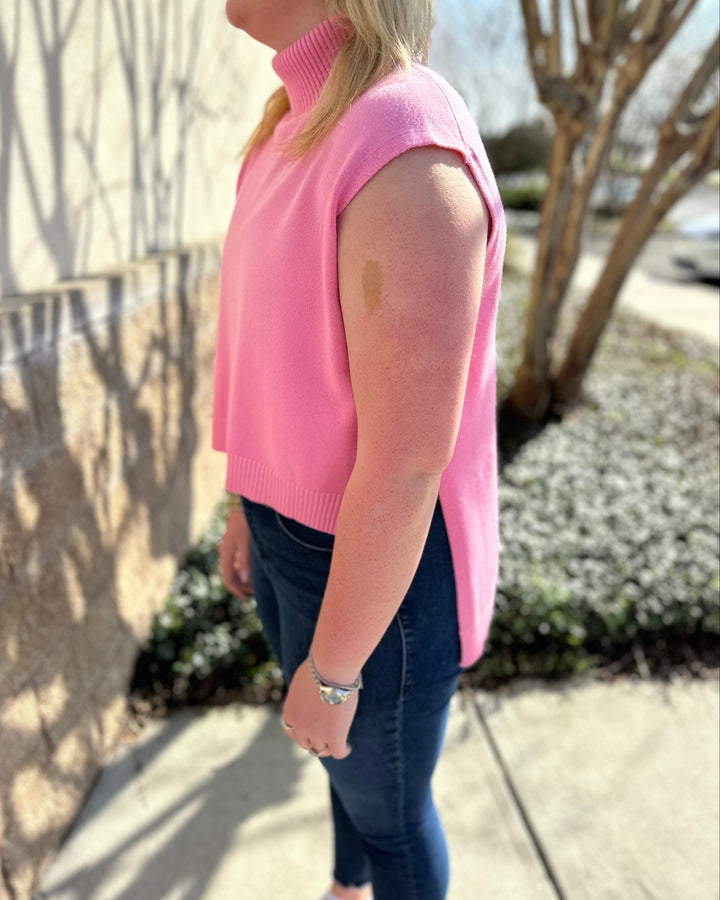 Bailey Turtleneck Hi/Lo Sweater - Pink