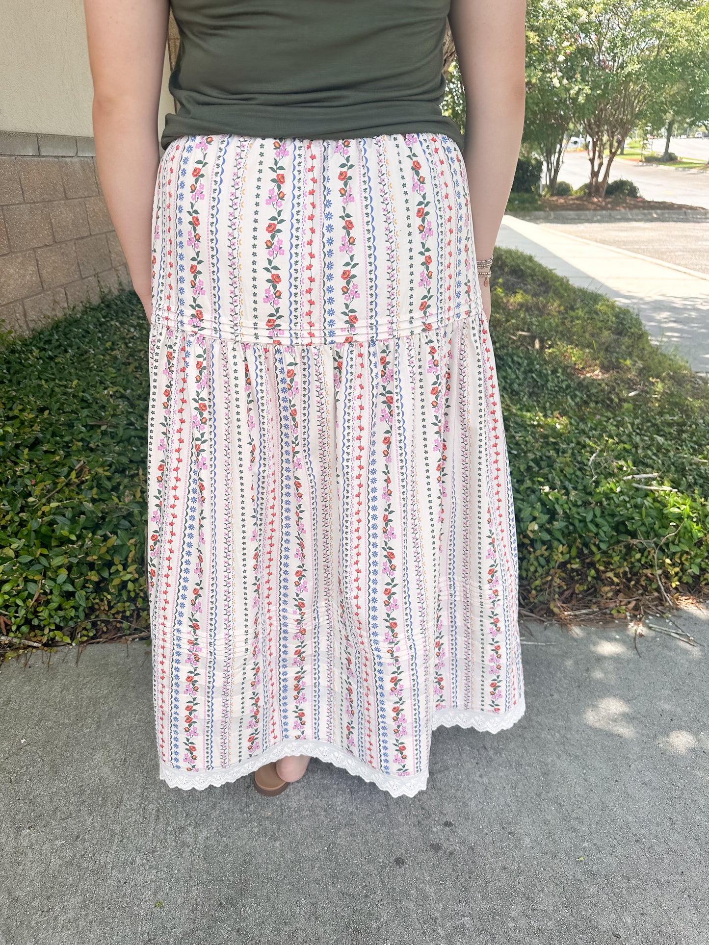 Pink Vines Maxi Skirt