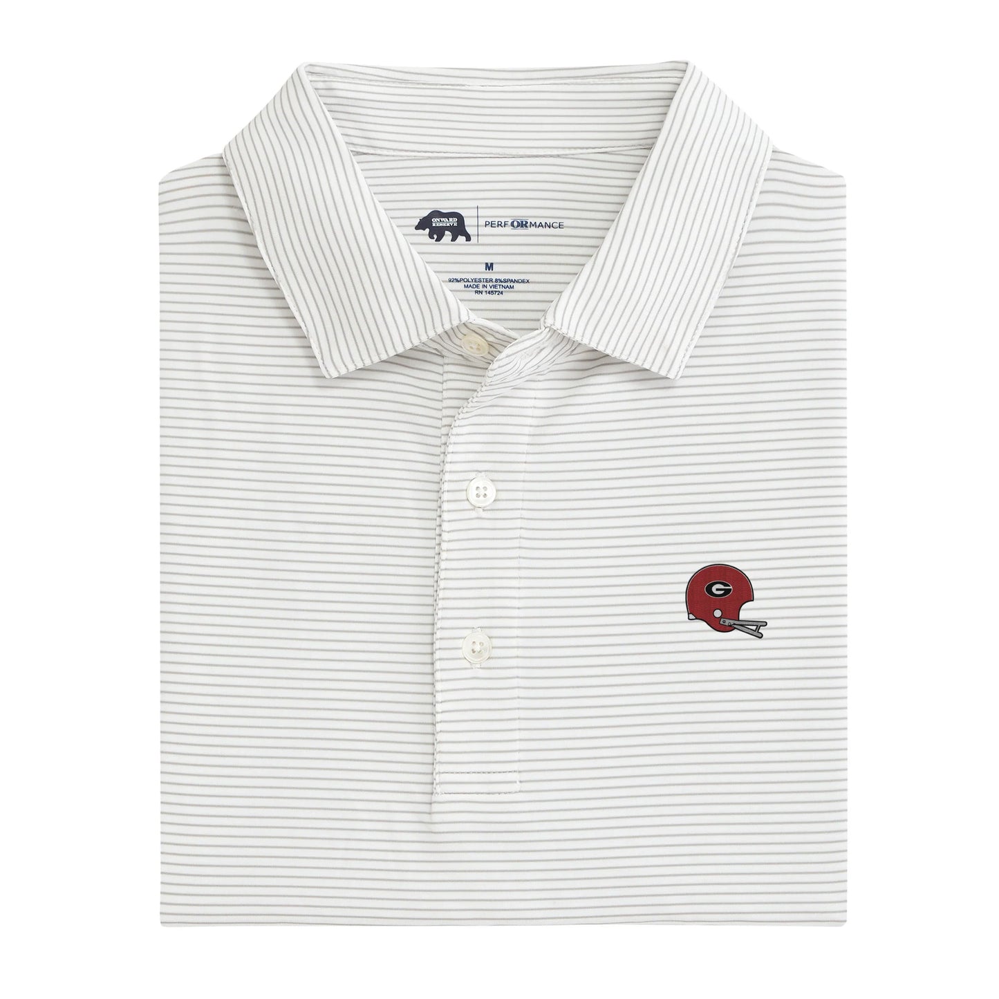Onward Reserve UGA Vintage Helmet Birdie Stripe Performance Polo