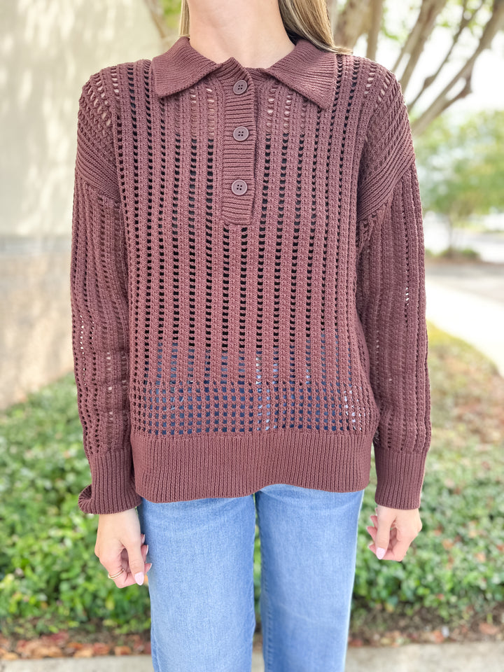 Looking Glass Polo Sweater - Sandalwood