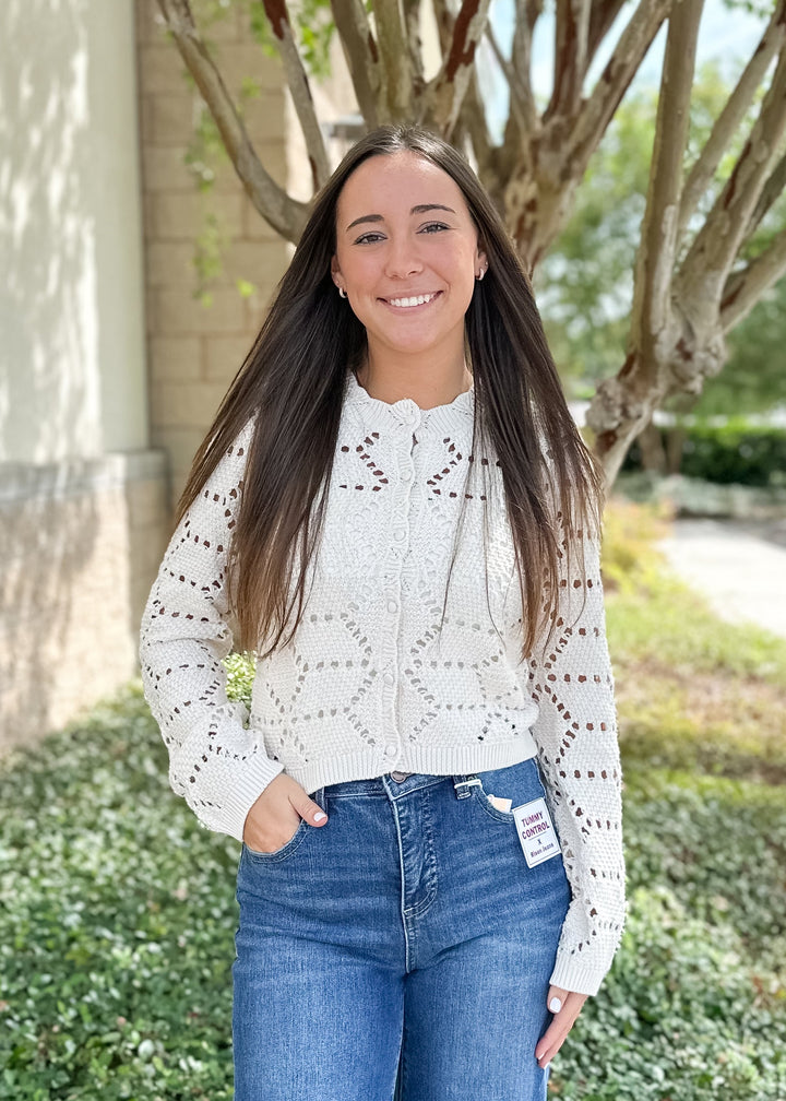 Rosalyn Sweater Cardigan - Crystal