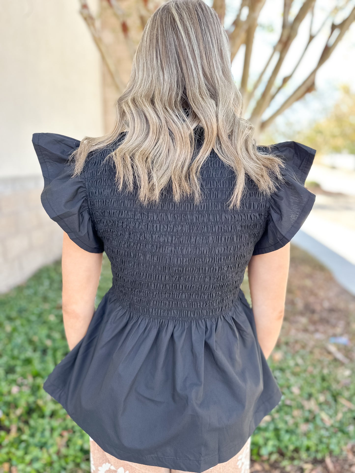 Andy Smocked Top - Black