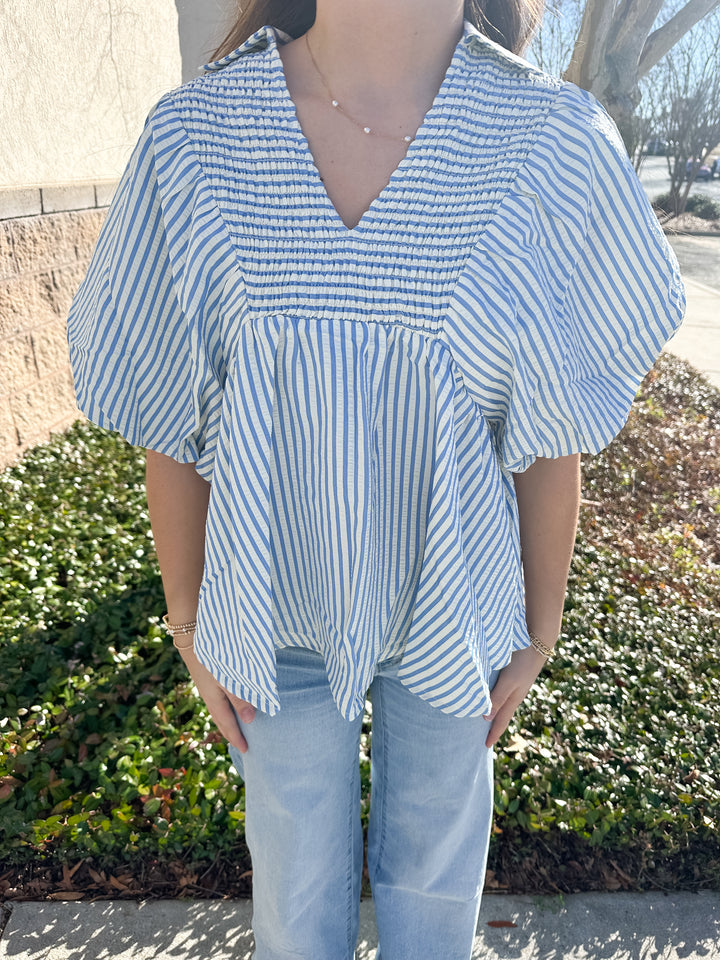 Lynn Striped Top - Blue