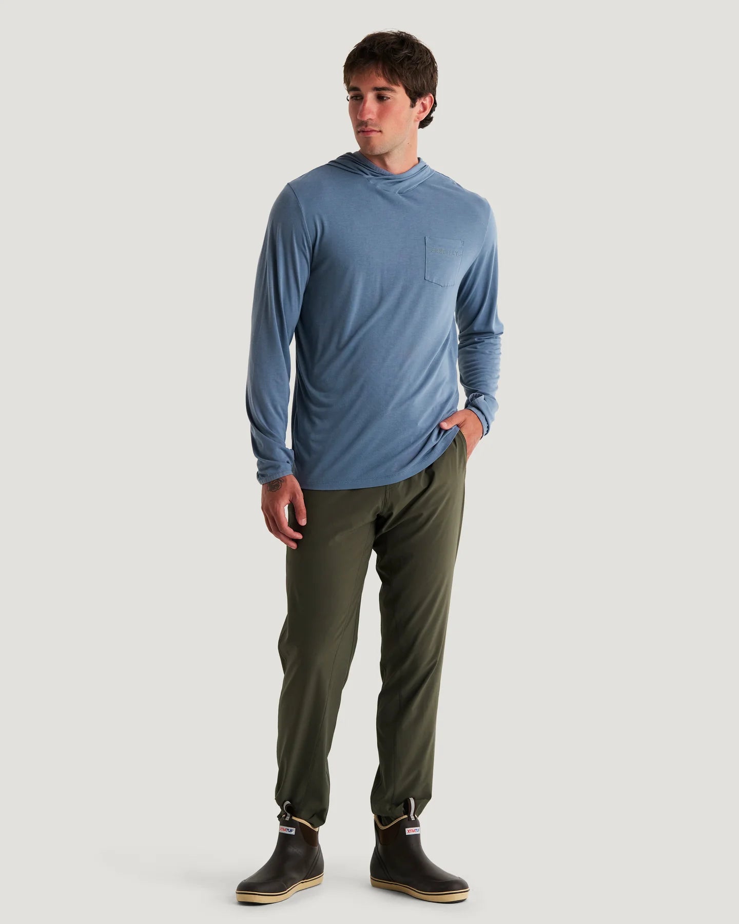 Free Fly Men’s Bamboo Lightweight Hoodie - Pacific Blue