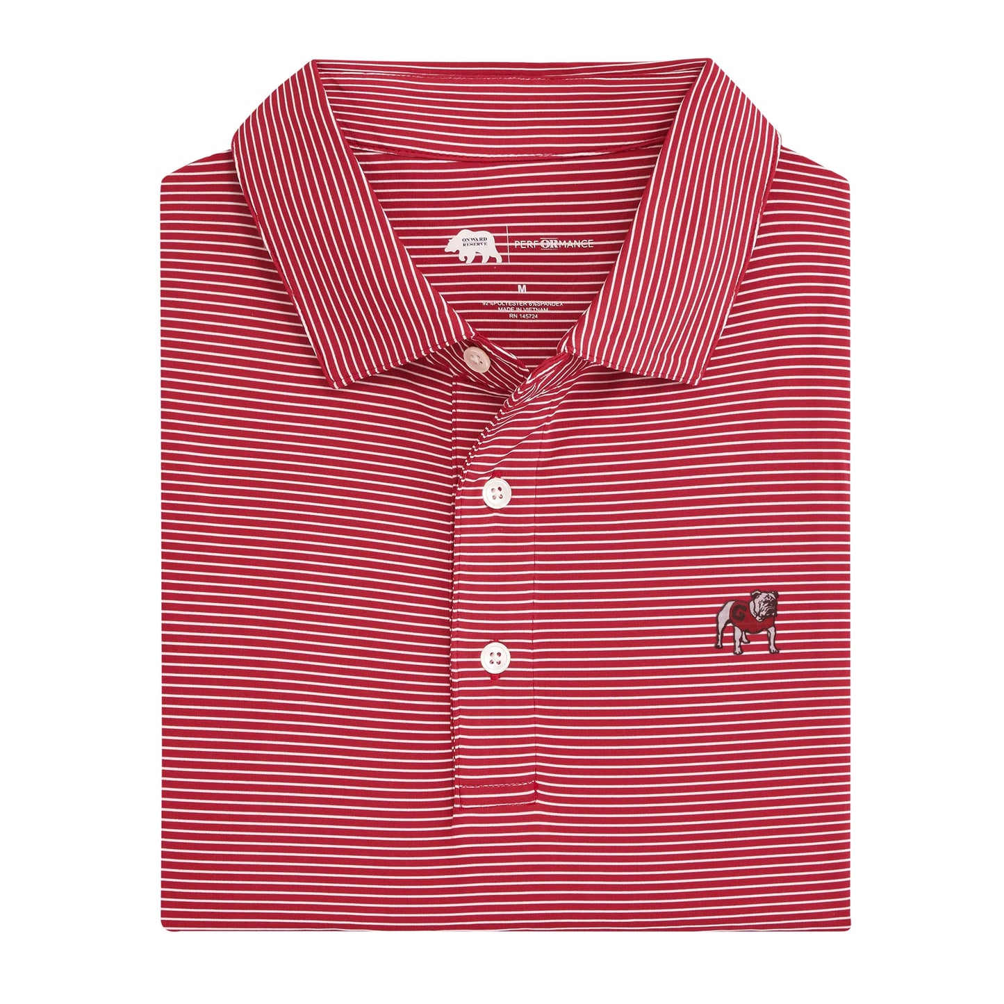 Onward Reserve UGA Birdie Stripe Standing Bulldog Polo - Red/White