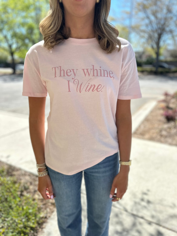 Boyfriend Wine Mom Tee- Cheeky Pink