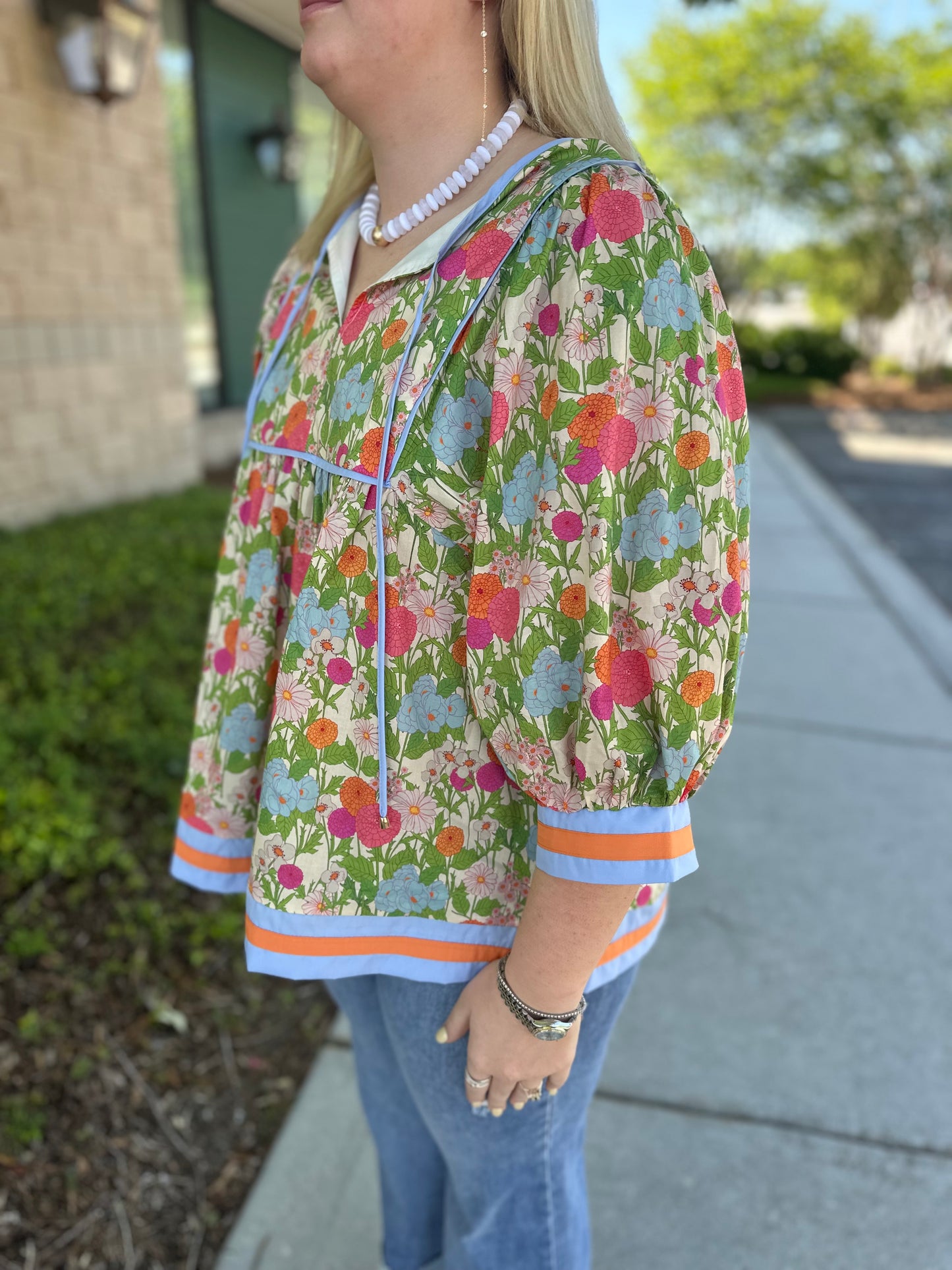 Marigold Contrast Trim Top
